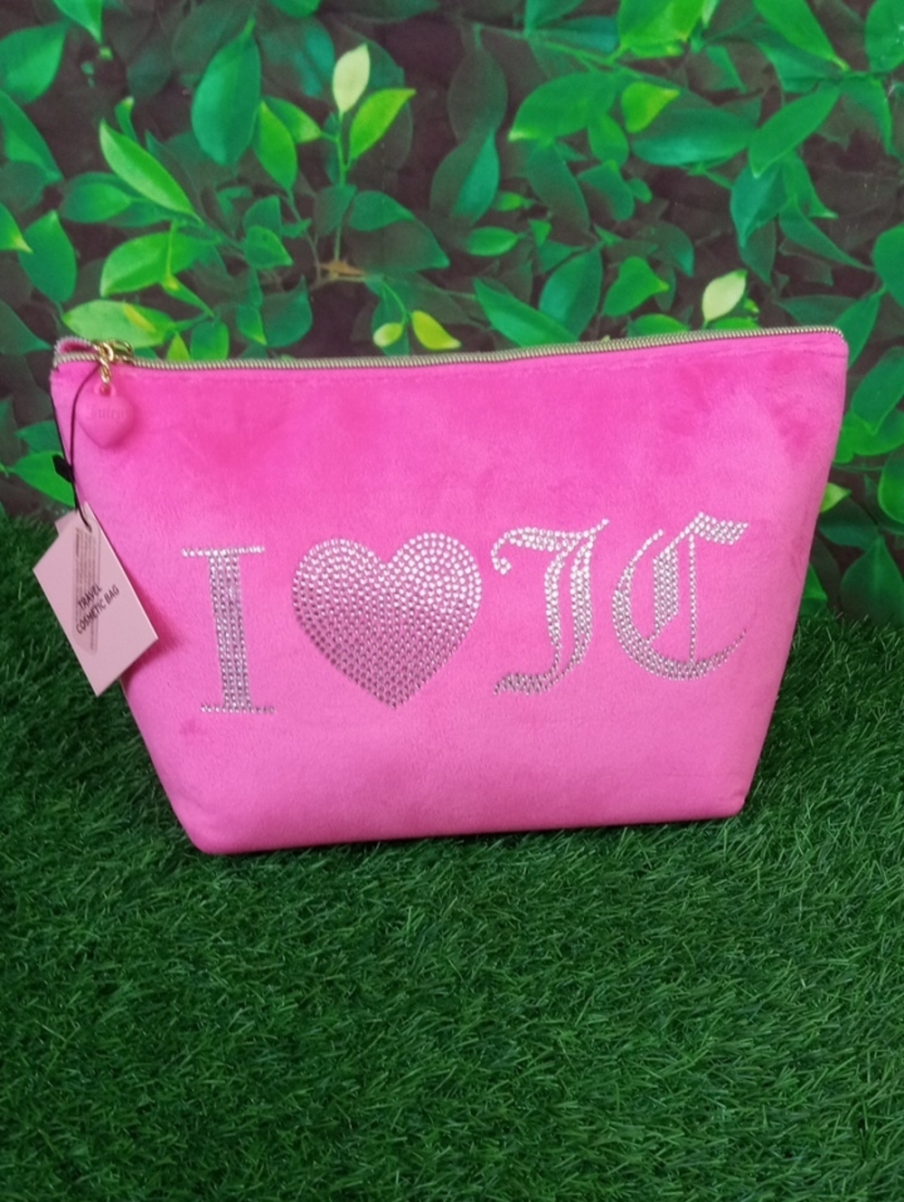 Juicy Couture Pink Rhinestone 'I ♥ JC' Zip Cosmetic Pouch
